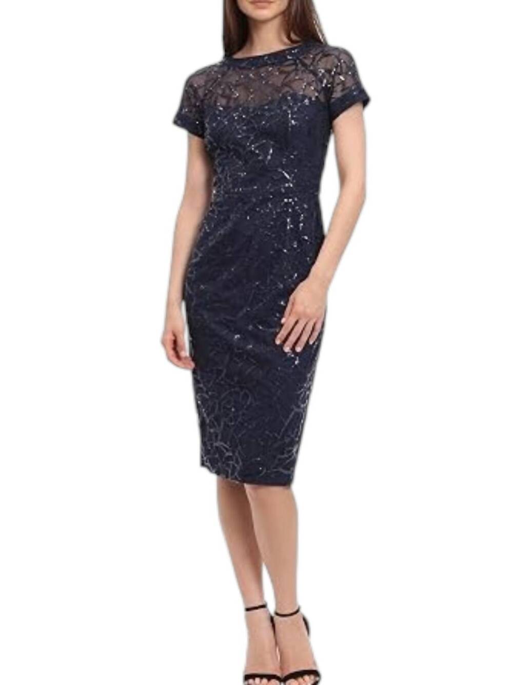 NEW MAGGY LONDON sequin short dress in navy